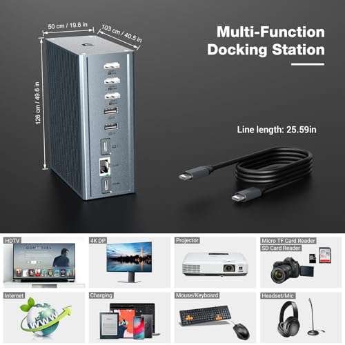 USB C Docking Station,16 in 1 Quadruaple Display Multiport Hub,USB C Dock (10Gbps USB-A/C 3.1, SD/TF, 3*HDMI, 100W PD,Gigabit Ethernet, Audio) for USB C Laptop and Tablet 3