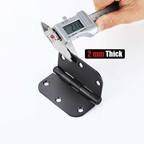 JQK Door Hinges Black, 3 1/2" Door Hinge Rounded 3.5 Inch x 3.5 Inch 5/8" Radius Corners Interior Door Hardware Matte Black, 3 Pack, HDH200-BK-P3 5