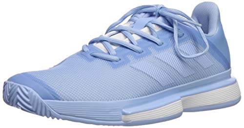 adidas Women's SoleMatch Bounce Tennis Shoe, Glow Blue/Glow Blue/White, 7.5 M US