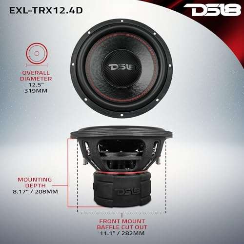 DS18 EXL-TRX12.4D EXL 12” Subwoofer Triple Stack with Reinforced Cone with Epoxy Coating 2000 Watts RMS 4” Dvc 4-Ohm, Improved Heat Dissipation, Reinforced Cone 5