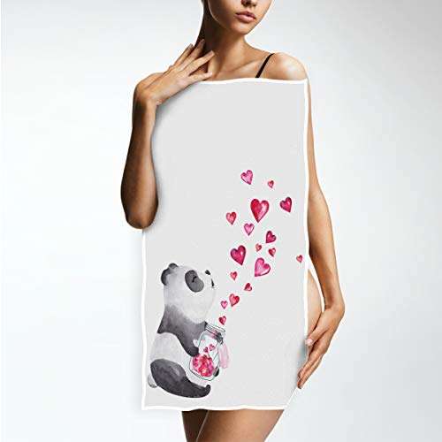 Wamika Cute Panda Hearts Hand Towels Valentines Day Face Towel Soft Thin Guest Towel Portable Kitchen Tea Towels Dish Washcloths Bath Decorations Housewarming Gifts 16 X 30 in 4