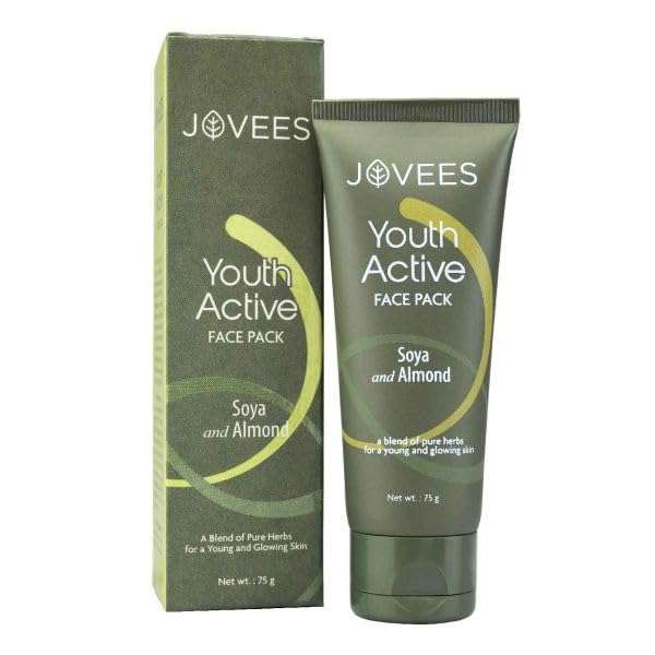 Jovees Herbal Youth Active Face Pack | With Argan & Almond Oil | Makes Your Skin Firm | Fine Lines | Lightens Suntan, Dark Spots & Pigmentation | For All Skin Type | 75g 1