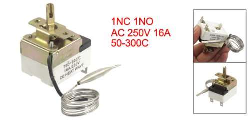 uxcell 1NC 1NO AC 250 16A 50-300C Temperature Control Switch Capillary Thermostat for Oven Refrigerator Smoker Heater 2