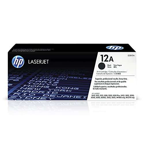 HP 12A Black Toner Cartridge | Works with HP LaserJet 1010, 1020, 3015, 3020, 3030, 3050 Series; HP LaserJet MFP M1005, M1319 Series | Q2612A 1