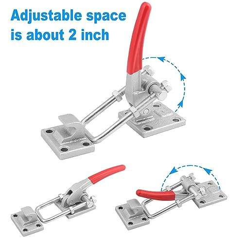 10.2 Inch Heavy Duty Large Toggle Clamp Latch, 7700Lbs Holding Capacity, Tire Carrier Latch, Self-Lock U-Bolt Adjustable for Trailer Latch, Machine, Smoker Lid, latches Hardware, by GENHAKON. 3