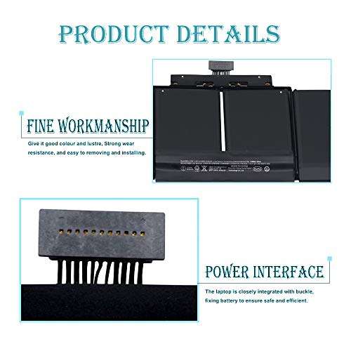A1398 A1494 Laptop Battery for MacBook Pro 15-inch Retina (Late 2013 and mid 2014 Early 2015 Version) 11.26V 95WH Compatible with Retina ME293 ME294 MGXA2 MGXC2 MJLQ2 2