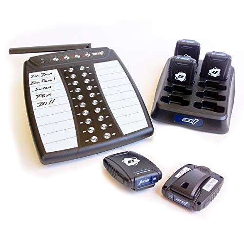 Wireless Staff Server Paging System Kit with Transmitter and 5 Pagers - Newest Design - 1 Year Warranty