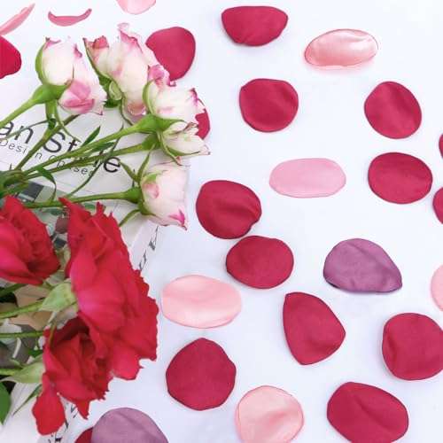 400 PCS Silk Rose Petals Burgundy Red Flower Petals for Romantic Night, Weddings Aisle Centerpieces, Table, Party, Home Decoration, Romantic Night Decoration,Valentine's Day Decoration 6