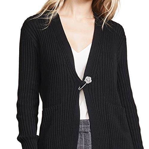 YYBONNIE Silver Tone Sparking Micro Pave Layered Petal CZ Rose Flower Cardigan Sweater Safety Pin Brooch 2