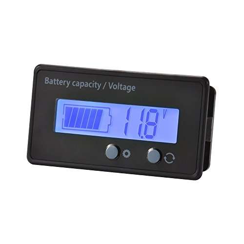 LCD Battery Capacity Monitor Gauge Meter,Waterproof 12V/24V/36V/48V Lead Acid Battery Status Indicator,Lithium Battery Capacity Tester Voltage Meter Monitor Blue Backlight for Vehicle Battery 3