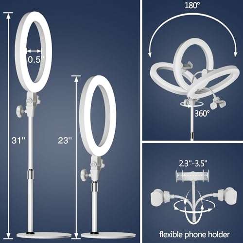 Desktop Ring Light with Stand and Phone Holder, Zoom Lighting for Computer Video Conference, Video Calls, Home Office, Laptop- Soft Lighting for Video Recording, Podcasts, Streaming Studio 6