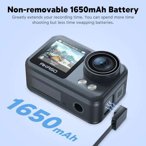 AKASO Brave 4 Elite 4K60fps Action Camera All-in-One Waterproof Camera with 64GB Storage, HD Touch Screen, Image Stabilization, Remote Control, Built-in 1650mAh Battery and Accessory Kit 4