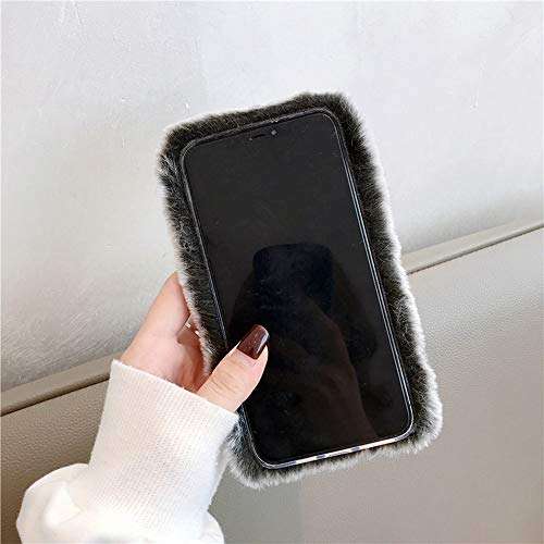 YHY Plush Heart Shaped Style Elegant Mobile Phone Case for Motorola Moto one Action TPU Silicone Anti Fall Warm Cover Dark Gray 5