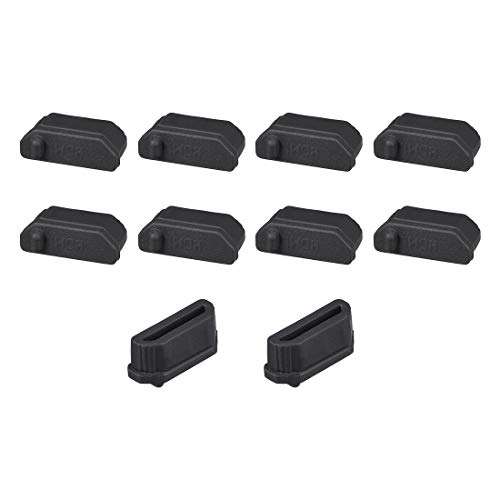 uxcell 10pcs Anti Dust Silicone Cover Port Protectors for Female Port 11mmx1.3mm Black 1