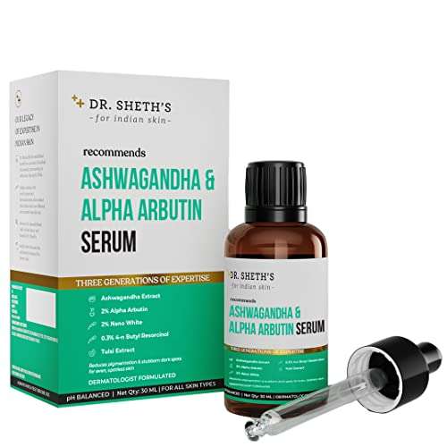 Dr. Sheth's Ashwagandha & Alpha Arbutin Face Serum for Anti-Pigmentation and Dark Spot Removal | Brightening Serum for Men | 30ml 1