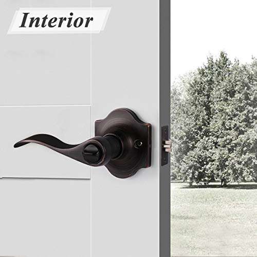 Probrico Keyed Entry Door Locks Camelot Style Wave Door Levers Oil Rubbed Bronze Stainless Steel Door Handles Interior & Exterior Door Locksets for Left & Right Hand Doors (85061OB) 6