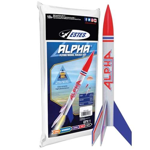 Estes 1225 Alpha Rocket-Building Kit, Intermediate Flying-Rocket-Model Kit for Ages 10+