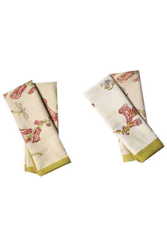 CONTRAST LIVING Sorshoti Hand Block Printed Kitchen Towel/Dish Towel/Hand Towel Multi Color Set of 4 Pcs 4