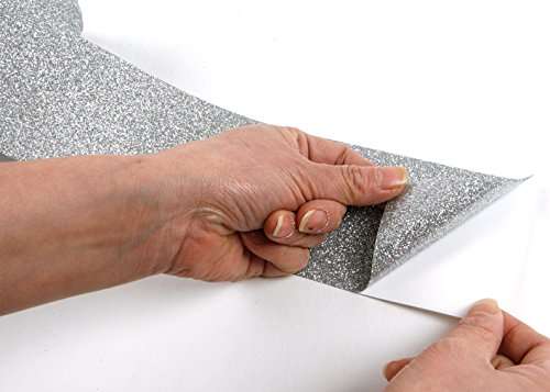 ROSEROSA Peel & Stick Glitter Sand Crafting Tape Self-Adhesive Covering Countertop Border Sticker (Silver : 3 inch X 5 Yard) 5
