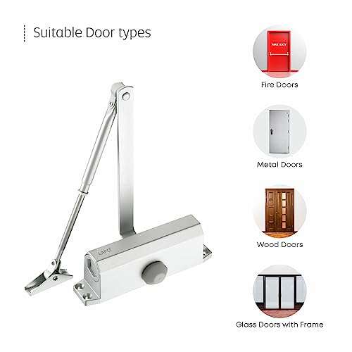 LAPO Heavy Duty Aluminium Automatic Hydraulic Double Speed Door Closer for Home Office | Aluminium and Wooden Soft Door Closers with Fitting Set for All Door Weight Up to 45 Kg (Silver Finish) 4