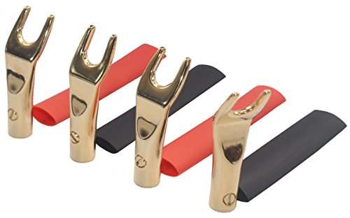 KK-Y4 [4 Pack] 4pcs total, Hi-end Gold Spade Plugs, Speaker Cable Connecto Screw Type Plug with Heat Shrink Tubing KK-Y4 1