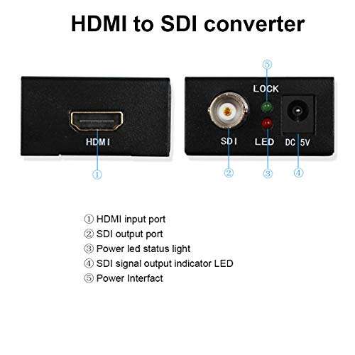 1080P 3G HDMI to SDI BNC Converter + SDI to HDMI Converter HDMI SDI/BNC Extender Over Single 100m/328ft Coaxial Cables 2