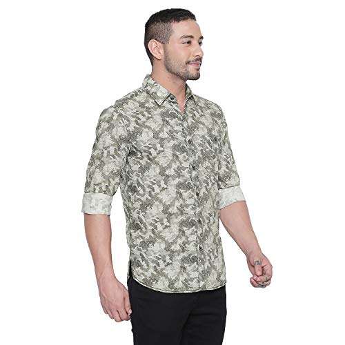 Mufti Men's Slim Fit Shirt (MFS-10738-J-04- Green L) 3