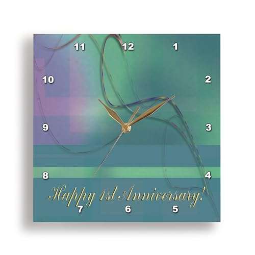 3dRose Wall Clock Silent - 13 inch - 1st Anniversary, Employee, Business, Graceful Plaid Design - Anniversary Design
