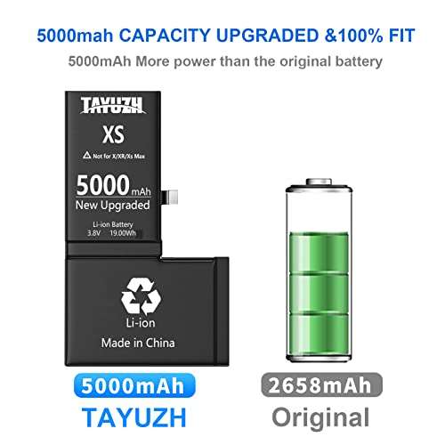 TAYUZH [5000mAh] Battery for iPhone Xs, High Capacity Battery Replacement for iPhone Xs Model A1920, A2097, A2098, A210 New 0 Cycle Spare Battery with Repair Tools and Manual 3