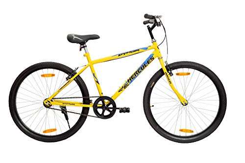 Hercules Dynor Rf 26T Single Speed Road Cycle ( Canary Yellow ,Ideal For : 12+ Years ,Brake : V Brake, Frame: 18 Inches Steel) Ideal For : Unisex Adult, Rigid 1