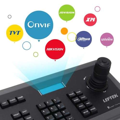 Network Keyboard LEFTEK,IP POE Keyboard 4D IP PTZ Controller with LCD Monitor Display Protocol Keyboard for IP PTZ Camera Compatible with Hikvision/Dahua/TVT/Uniview/XM/Jovision Brand etc. 3
