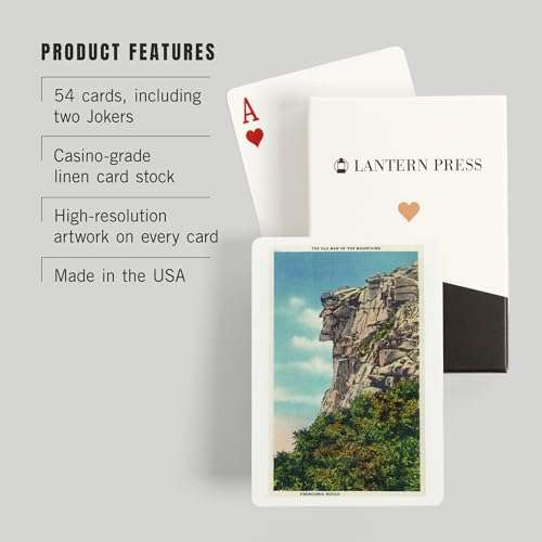 Lantern Press New Hampshire, Franconia Notch State Park View of The Old Man of The MTS (52 Playing Cards, Poker Size Card Deck with Jokers) 3