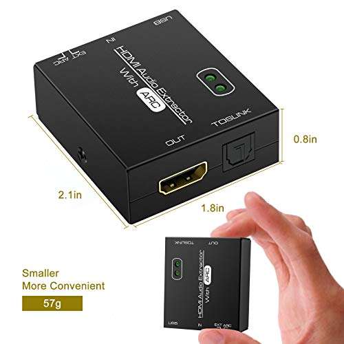 HDMI Audio Extractor ARC 4K HDMI Audio Splitter Converter HDMI to Optical Adapter Support 5.1 DTS HDCP 4K2K@30Hz Compatable for PS4 PS5 Xbox Fire Stick Blu-Ray Player etc. 6