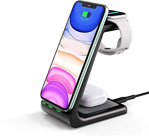 Fast Wireless Charging Station for iPhone, Apple Watch and Airpods (Black)