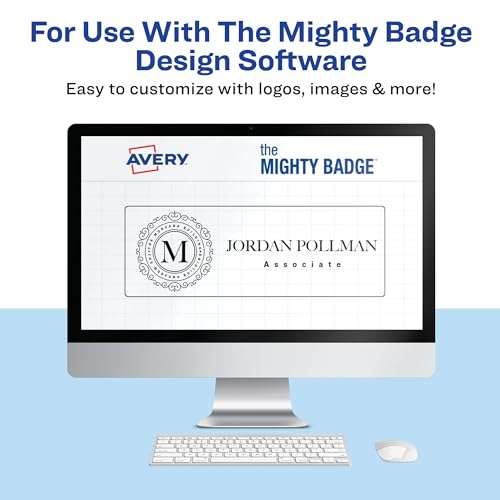 The Mighty Badge by Avery, 1" x 3" Gold Name Tags, 10 ID Badges, 80 Inserts for Laser Printers (71204) 6
