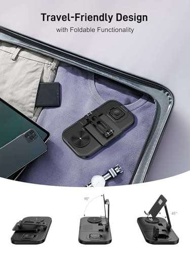 Wireless Charging Station for iPhone, Wired Charger for iPad, 4 in 1 Charging Station for iPhone 16/15/14 Series, Fast Wireless Charger for Multiple Devices, for AirPods&iWatch,Charging Stand for iPad 2