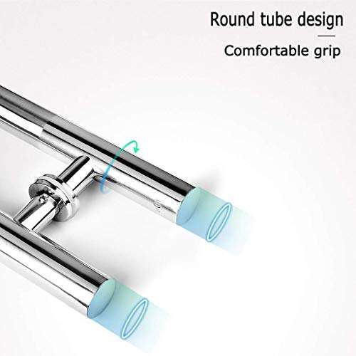 XLAHD Bathroom Shower Door Handle, Heavy Duty Brushed 304 Stainless Steel Round Tube Commercial Glass Door Handle/Push-Pull Door Handle 6040cm 4