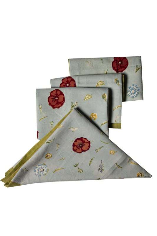 CONTRAST LIVING Gobei Hand Block Printed Kitchen Towel/Dish Towel/Hand Towel Multi Color Set of 4 Pcs 4