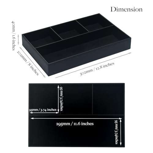 UnionBasic Flat 3-Slot Small Desk Drawer Tray Stationery Sundries Gadget Organizer Storage Box Business Card Holder Key Container, White Square 5