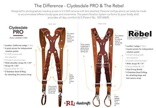Rebel Dual Handmade Leather Camera Harness, Sling & Strap RL Handcrafts. DLSR, Mirrorless, Point & Shoot Made in The USA (X-Large, Burgundy) 5