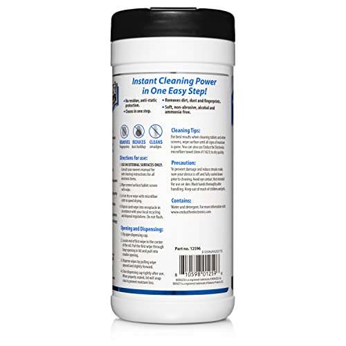Endust For Electronics Screen Cleaner Wipes, Electronics Surface Cleaning Wipes, For Tablet, E-Reader, Computer Monitor, Laptop, Phone, TV, GPS, Pre-Moistened, Alcohol & Ammonia Free, 70 Count (12596) 3