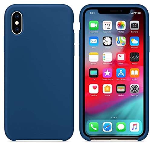 Grab N Go Liquid Silicone Soft Back Cover Case with Inner Velvety-Soft Lining for iPhone X/XS (Ocean Blue) 1