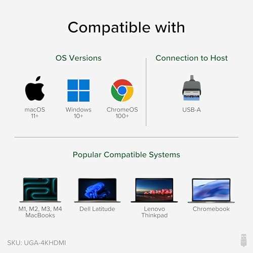 Plugable USB 3.0 to HDMI 4K DisplayLink Video Graphics Adapter for Multiple Monitors up to 3840x2160 Supports Windows, Mac, and ChromeOS 4