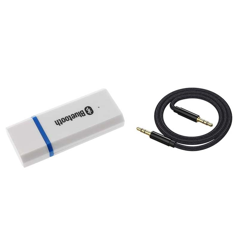Szyafei USB Bluetooth Receiver Adapter Wireless Audio Adapter 3.5mm Car Kit Music Receiver Adapter, Suitable for Home/Car Stereo Systems, Portable Speakers (Aux in), with 3.5mm Cable (White)… 1