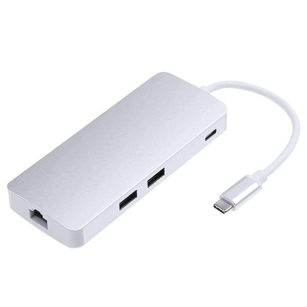 Famous Quality® USB Type C 8 in1 USB C Hub Adapter with HDMI Port + VGA Port + Gigabit Ethernet Port RJ45 + USBC Power Delivery + 2 USB 3.0 + TF/SD 1