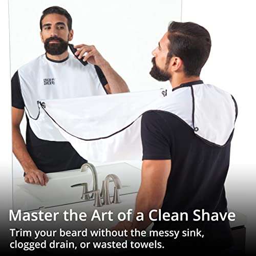 Beard King Beard Bib Apron - Shaving Set for Dad - As Seen on Shark Tank - Men's Hair Catcher for Shaving - Grooming Accessories - Packing Pouch, White 2