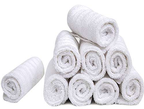 Pleasant Home Washcloths Set - (12” x 12”, 12 Pack) – 488 GSM- 100% Ring Spun Cotton Wash Cloth - Super Soft and Highly Absorbent Face Towels (White, Striped Design) 5