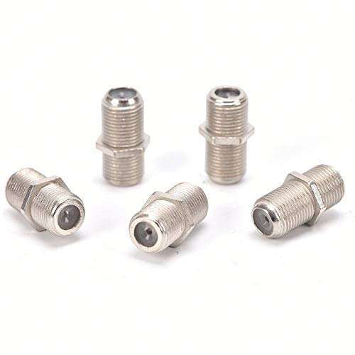 SHZ 2-Pack Nickel Plated F-Type Coaxial RG6 Connector,Cable Extension Adapter Connects Two Coaxial Video Cables 4