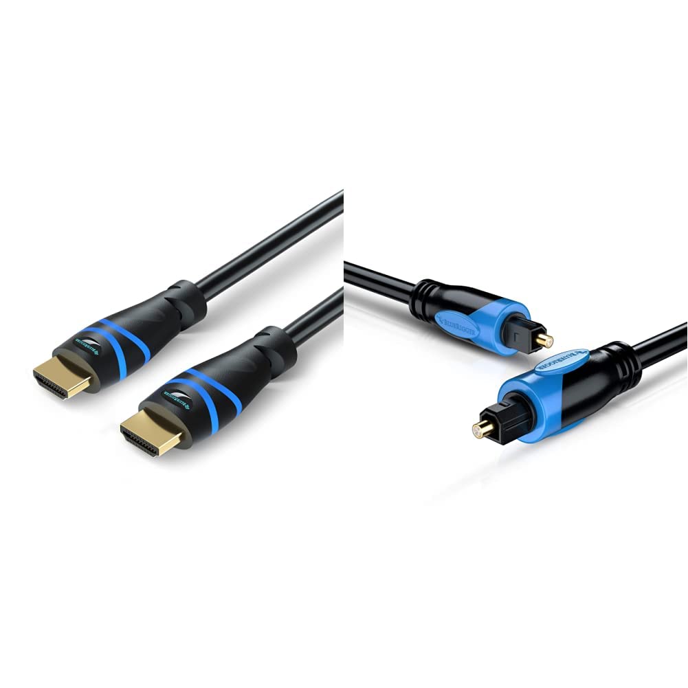 BlueRigger 3m HDMI Cable with Ethernet (Black) & 3m Digital Optical Audio Toslink Cable (Black)