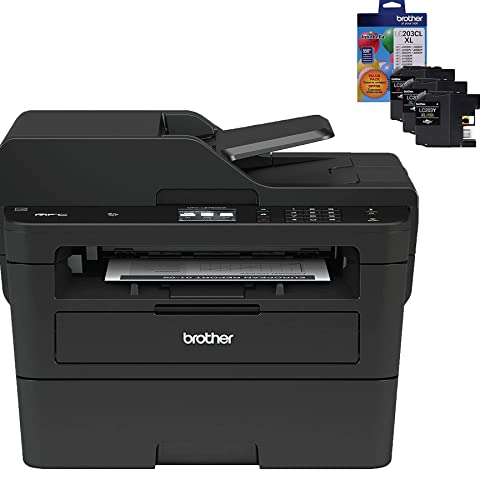 Brother MFC L2750DW Monochrome Laser Printer All-in-One with Wireless, Auto 2 Sided Printing, Print Scan Copy, 2400 x 600 dpi, 36ppm, 250 Sheet, 30 Bonus Ink Cartridges, Bundle with JAWFOAL 1
